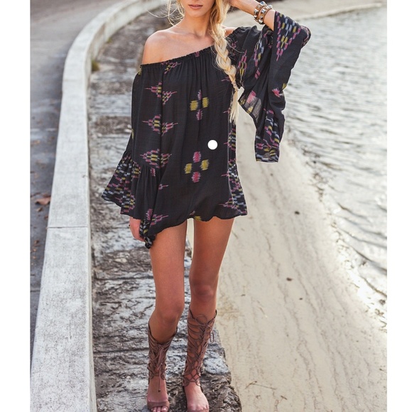 Indah Dresses & Skirts - INDAH // off shoulder bell sleeve mini dress tunic